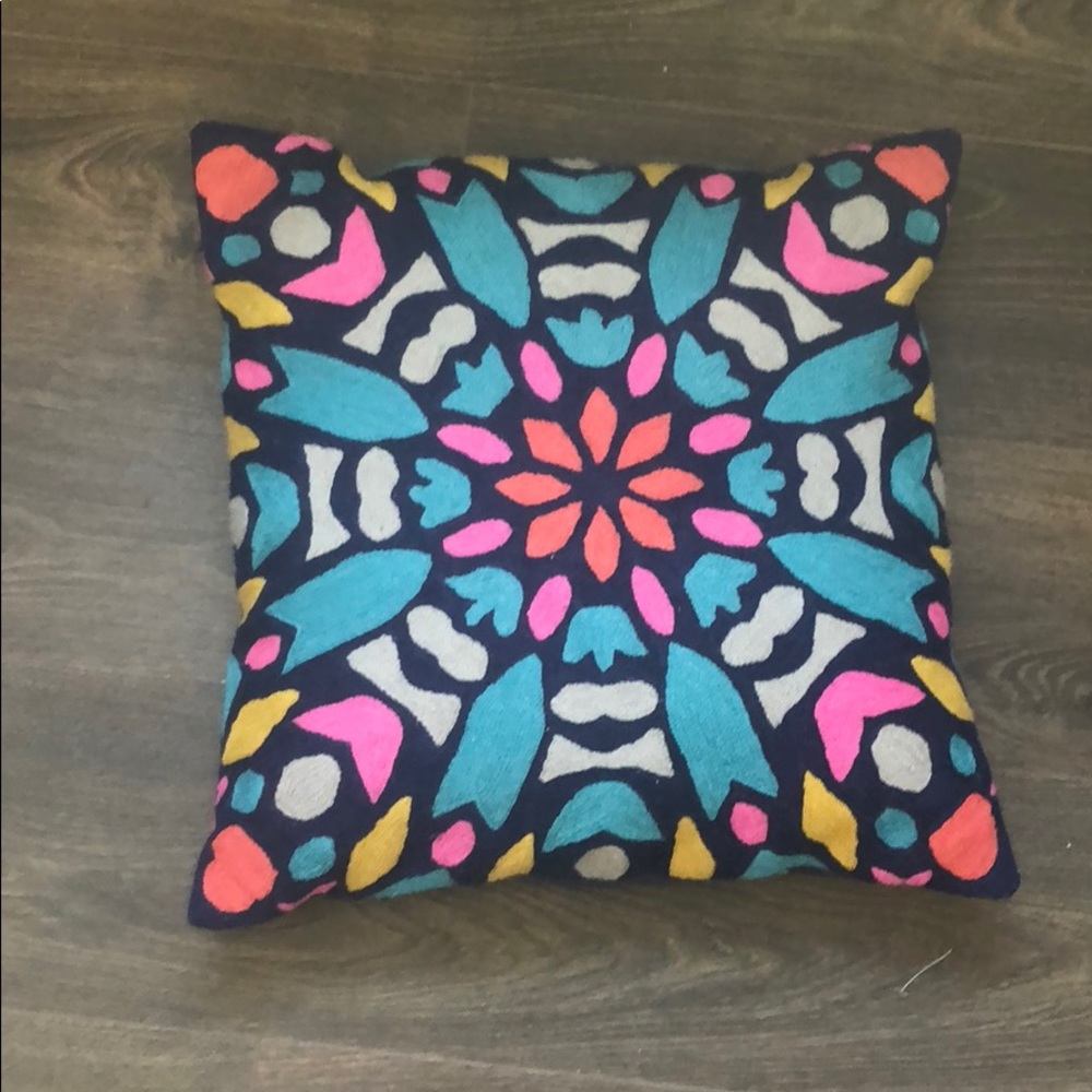 Stunning colorful embroidered throw pillow